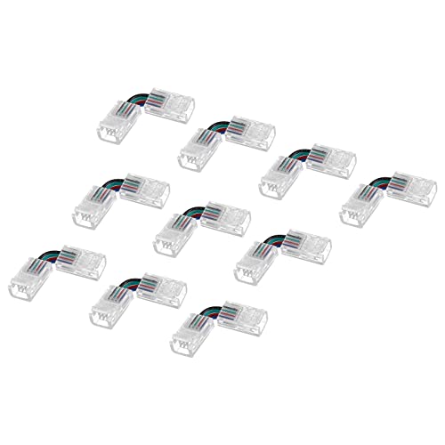 Connecteur LED 4 broches d'angle 90 degrés sans soudure pour ruban 8mm