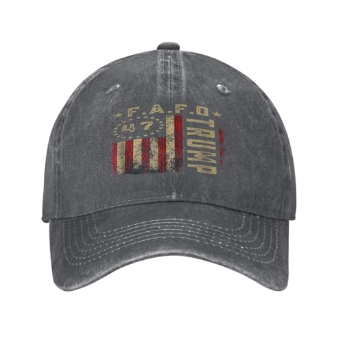 YIHOCIDE Trump Hats President 47 Trump Fafo American Flag Hat Adjustable Fashion Deep Heather Cap for Men Women