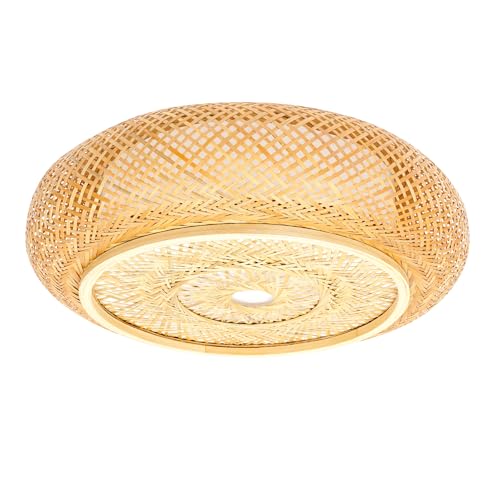 PBTERDTF Deckenleuchte Boho, 50cm Bambus Rattan Gewebtem Handgefertigter Käfig E27 Vintage Deckenleuchte Rustikal Bambus lampenschirm Lampe für Schlafzimmer, Wohnzimmer, Flur [Energieklasse A]