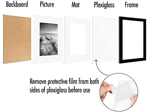 Miniatura 7 de Americanflat Portarretratos de 8 x 10 pulgadas con plexiglás pulido, juego de 5 unidades, para usar como marco de 5 x 7 con paspartú o para fotos de