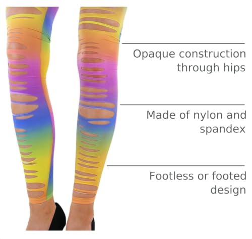 Image of ToBeInStyle Women's Slashed Ripped Shredded Distressed Hosiery Tights Leggings Music Festival
