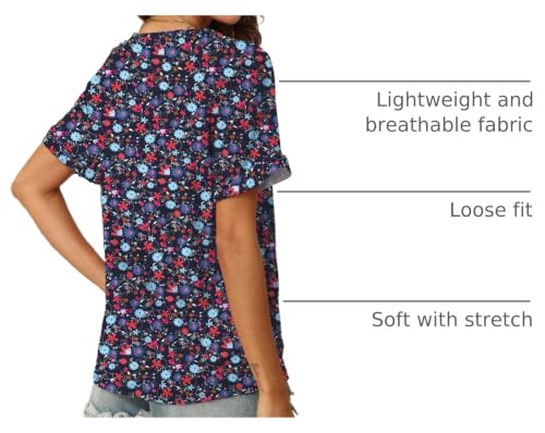 Image of T Shirts Short Sleeve V Neck Tees Womens Tops Beach Vacation Fashion Clothes 2026 Casual Summer Spring Fall Outfits