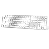 OMOTON Tastiera Bluetooth Wireless per Apple MacBook Pro/Air, iMac, iMac Pro, Mac mini, Italiano Layout QWERTY Tastiera Ricaricabile con Numerico, Multi-Dispositivo, Design Ergonomico, Bianco