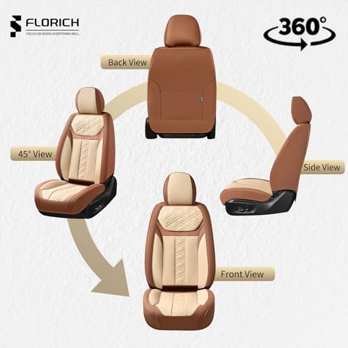 Image of FLORICH Seat Covers, Front Seat Covers 2 PCs, Automotive Seat Cover for Cars, Luxury Leather Universal Seat Cover Accessories Fit for Most Cars SUV Truck Sedans(Beige)