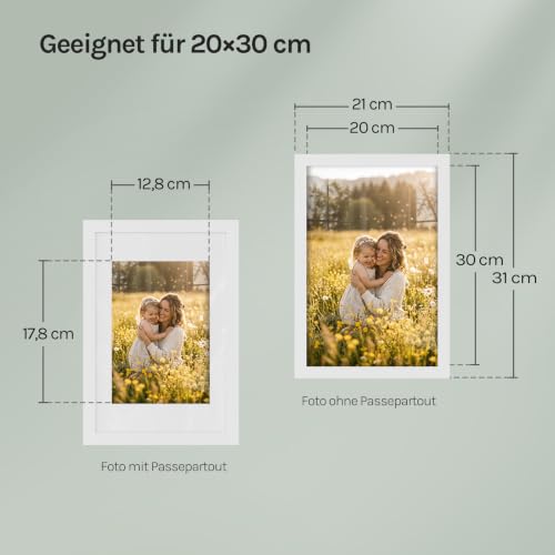WOLTU Bilderrahmen 20x30, 5er set, MDF-Holz Fotorahmen mit Passepartout – Ansicht 3