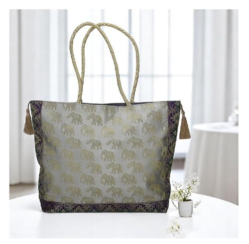 Image of Hand Purse | Traditional Hand Purse | Silk Wallet Hand Bag | Shagun HandPurse | Gifts HandBag | Golden Handle Tote Handbag | Brocade Shoulder Bag | 16 INCH