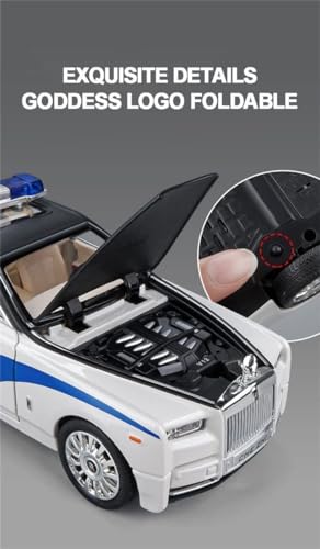 Image of SPITEN Rolls Royce Phantom Police Edition 1:24 Diecast Scale Model Metal Pull Back Toy car for Kids with Openable Doors & Light, Music Toy Vehicle for Kids - Colors as Per Stock