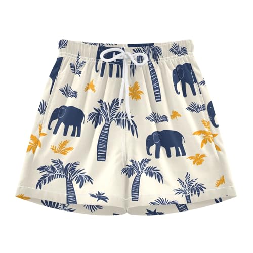 Bolaz Toddler Boys Swimwear Swim Trunks with Compression Liner 4T Palm Trees Elephants