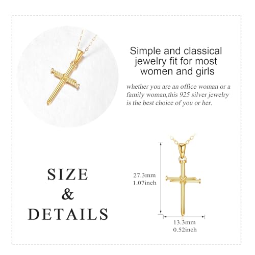 KQF 14K Real Gold Cross Necklace Solid Gold Nail Pendant jewelry Birthday Gift for Women4