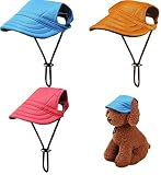 Nuatptin 3 Pieces Dog Baseball Cap with Ear Holes for Sun Protection, Breathable Outdoor Pet Visor S
