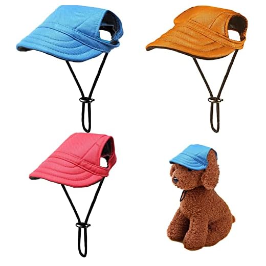 Nuatptin 3 Pieces Dog Baseball Cap with Ear Holes for Sun Protection, Breathable Outdoor Pet Visor Sunbonnet Outfit for Puppy, Adjustable Drawstring Dog Sport Hat for Small Medium Large Dogs Kitten