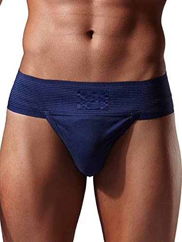 REINDEER Mens Cotton Gym Supporter Back Covered Ideal for All Fitness Activities (Navy Blue, XXLarge)