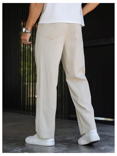 OYOANGLE Men's Straight Leg Pants Casual Flat Front Dress Pants Work Business Casual Slack Trousers2