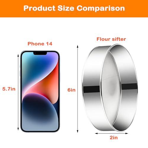 image for PYSUG Flour Sifter Tamis 6 Inch Small Flour Sieve, 60 Mesh Stainless S