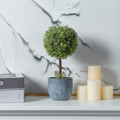 Mygift TB-DECO0508GRY-L-2 14.5 Inch Artificial Boxwood Topiary Tree thumb #4