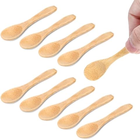 AOZUO 10pcs Mini Wooden Spoons for Condiments Cover