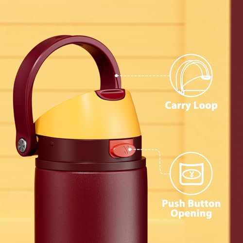Image of 24 oz Insulated Water Bottle for Women: Meoky Stainless Steel Water Bottle with Straw and Spout Lid - Leak Proof, Cold for 24 Hours, Fits in Car Cup Holder, BPA-Free for Sports Travel, Gryffindor