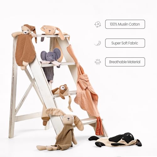 Image of lulumoon Puppy Security Blanket: Skin-Friendly Muslin Lovey for Travel & Daycare - Snuggle Lovie for Self-Soothe