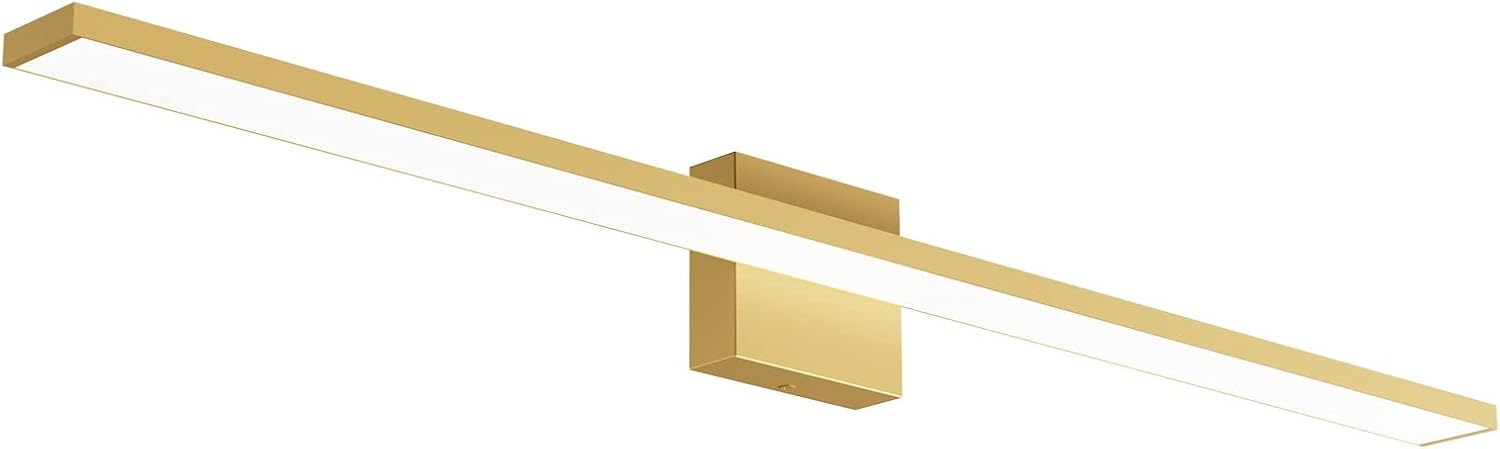 Ralbay Modern LED Gold Vanity Light for Bathroom 40inch 38W Frosted Aluminum Gold Bathroom Wall Lighting Fixtures Over Mirror White Light 6000K Gold 40 inch