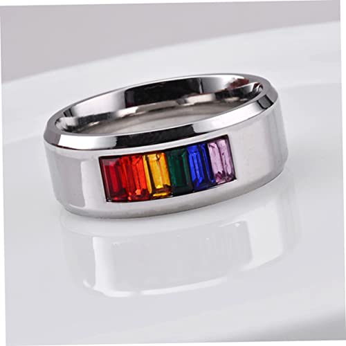 Bague arc-en-ciel émail et diamants colorés au design moderne - 7