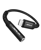 JSAUX Adaptador de Lightning a Jack 3,5mm [MFI] iPhone Adaptador Jack Auriculares Divisor para iPhone 12/12Pro/11/11 Pro/X MAX/XR/XS/X/ 8 Plus/ 8/7/ 6/ 5C/ 5S a Altavoces, Audio de Coche-Negro