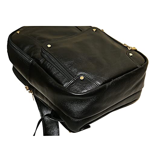 Image of RICHSIGN LEATHER ACCESSORIES Genuine Leather Laptop Backpack Bag For Men And Women, College, Office, Travel Use | 15.6 Inch Laptop Compartment