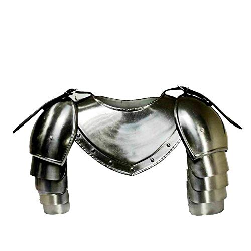 Medieval Gorget Spaulders Arm & Shoulder Set German Gothic Knight Pauldron Armor Silver