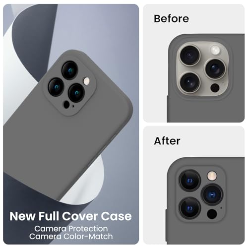 Image of FireNova Designed for iPhone 15 Pro Max Case, Silicone Upgraded [Camera Protection] Phone Case, Soft Anti-Scratch Microfiber Lining Inside, 6.7 inch, Space Gray