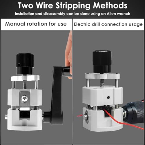 FALESOUL Portable Hand Electric Drill Drive Wire Stripping Household Aluminum Alloy Wire Stripper Manual Wire Stripping Tool Scrap Wire Peeling Tool Cable Peeling Machine for 2-20mm Wire - Thumbnail 3