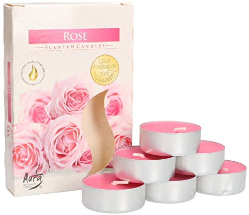 KOTARBAU® Lot de 6 bougies chauffe-plat parfumées - Durée de combustion : 4 heures - Rose