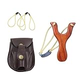 GO-CHUNRIQIN Set di giocattoli in legno con custodia in pelle e 2 elastici di ricambio, per bambini e adulti, ideale per caccia, campeggio, escursionismo, zaino in spalla e divertimento all