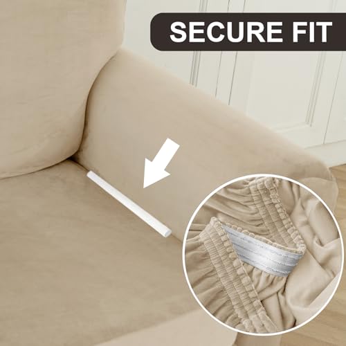 Fundas de terciopelo para silla y otomana elásticas y protector de sofá 6