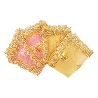 Set of 4 Decorative Chunari Cloth Chunni Puja Cultural Festival Decoration Indian Traditional Chunr(Size:-20 Inch X 12 Inch)MATA Ki Chunri for Statue Chowki Aasan Mat Frame Home Decor (Pink,Cream)
