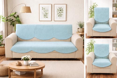 Image of Velvet Quality Raising Quilt Patterns Sofa Covers Set (Firoji, 5 Seater)