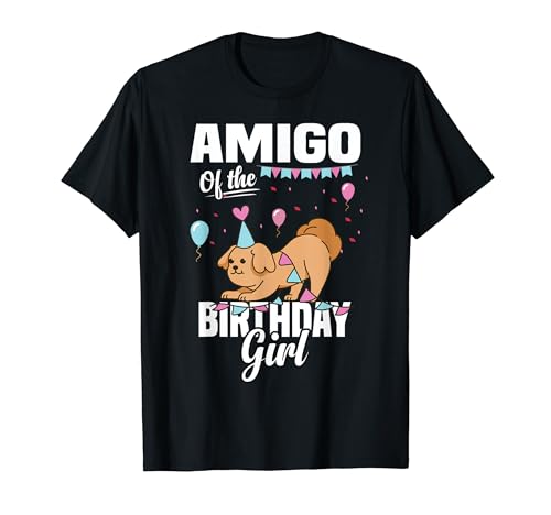 Amigo of The Birthday Girl Cute Dog Theme Camiseta