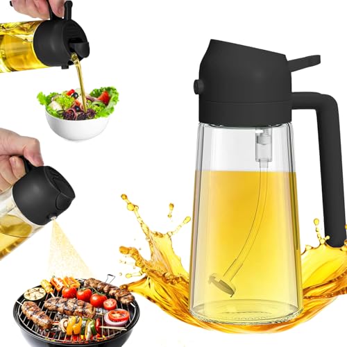 KRAFTMAN 16oz Oil Sprayer for Cooking – 2-in-1 Olive Oil Dispenser & Sprayer – 470ml Glass Oil Dispenser for Kitchen & Fine Mist Spraying – Ideal for Kitchen, Salad, BBQ
