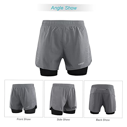 HUIOP Shorts de corrida masculinos 2 em 1 de secagem rápida respirável para exercícios de treinament