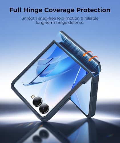 Image of FNTCASE for Samsung Galaxy Z Flip 8 Case with 360 Spin Magnetic Stand | Compatible for Magsafe,Full Hinge Protection,Screen Protector,Translucent Matte Grade Shockproof Protective Cover Deep Blue