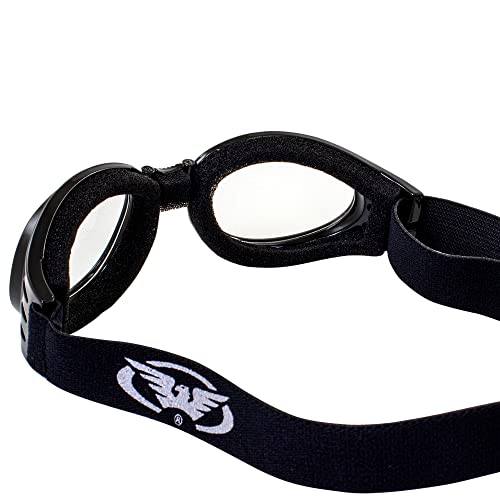 Global Vision 2 pares de óculos de motociclismo acolchoados Adventure com armação dobrável preta com