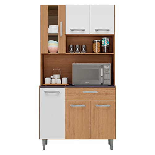 Cozinha Compacta Carol 6 Portas Carvalho Branco Poliman