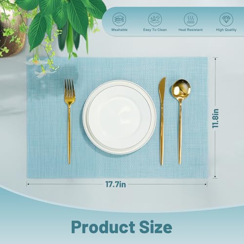Sets de table en PVC tissé bleu lot de 12 antidérapants pour la table