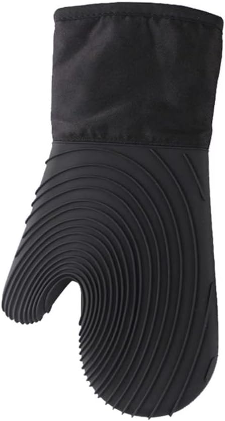 Oven Gloves, Waterproof Silicone Oven Gloves, Heat Resistant Anti-Scald Gloves, Thick Cotton Non-Slip Waterproof Gloves (Color: Black, 2 Pieces)
