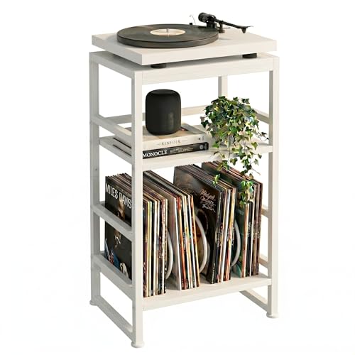 ZEXVIDA Record Player Stand,3-Tier Record Player Table with U-Shaped Vinyl Storage Up to...