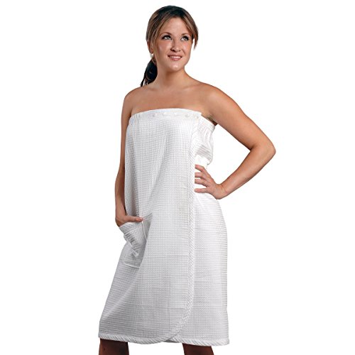 JMT Waffle Spa Wrap (White) w/ 5 Snap Buttons Enclosure One size
