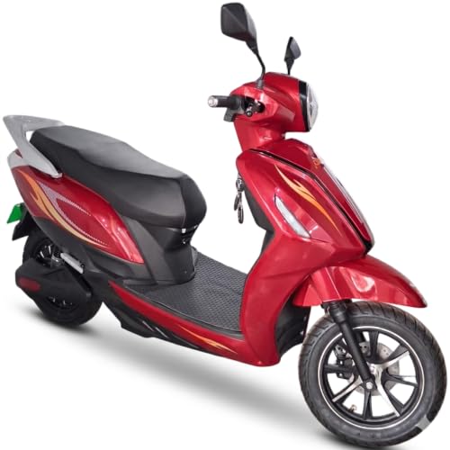 Image of AMO Feisty E1 Electric Scooter, Red, Low Speed, Non-RTO, 60-70 Km Range, Lithium-ion Battery, with Portable Charger (Red)