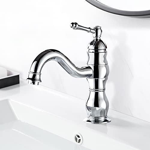 Coleniny Robinet Lavabo Rétro Chromé, Pivotant à 360° Robinet Salle de Bain avec Eau Froide &...