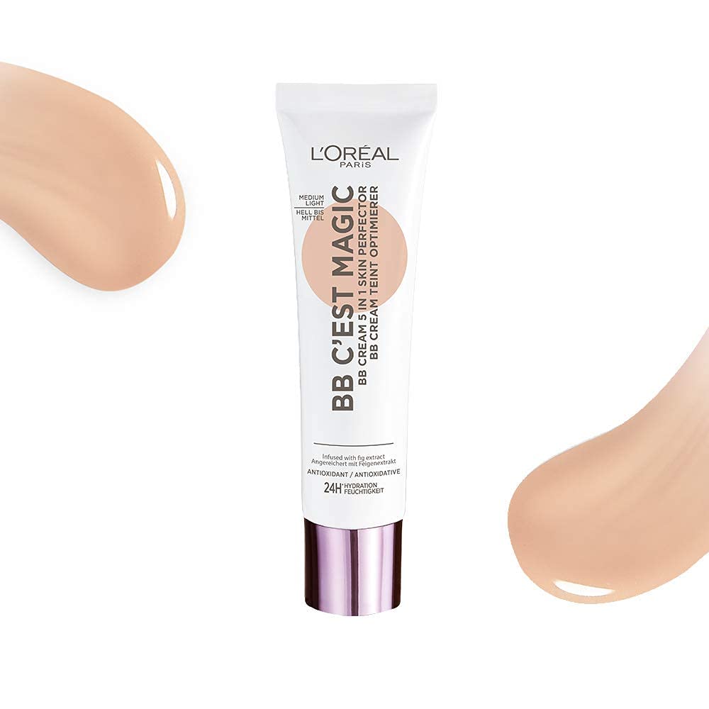L'Oréal Paris BB Cream 5 in 1 C'est Magic Perfettore universale per l'incarnato Idratazione 24H/FPS 20 Medium Light, Set di 3