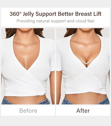 Image of DEANGELMON Seamless Bras for Women No Underwire Comfortable Push Up Bra V Neck Wireless Bralette Full Coverage Wire Free