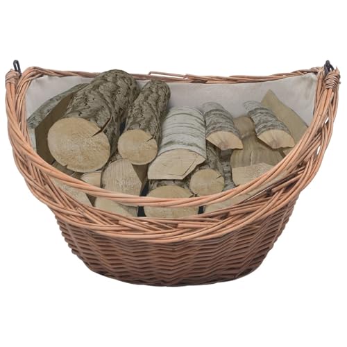 Homgoday Holzkorb mit Tragegriff 60 x 44 x 55 cm Natur Weide Brennholzkorb Model286988