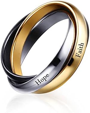 Rae Zack - Anillos giratorios de acero inoxidable para la ansiedad, anillos para mujeres y hombres, anillo para aliviar el estrés, anillo triple